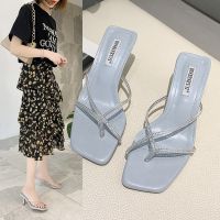 Han edition fashion diamond thin high-heeled sandals new female summer 2022 square clip toe heel sandals for womens shoes