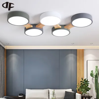 Modern ceiling lamp living room ceiling light bedroom LED lamp dining room kitchen lighting lamp wood art plus iron lampshade