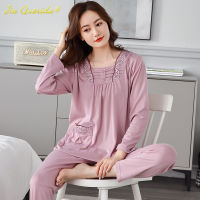 5XL Big Size Pajamas for Women Two Piece Set Autumn Winter Lady Casual Sleepwear Pj Sets for Woman Cotton Round Neck Loungewear