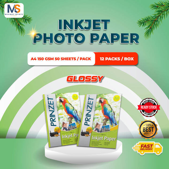A4 Glossy Inkjet Photo Paper 150 gsm 50 sheets / pack 12 packs / box