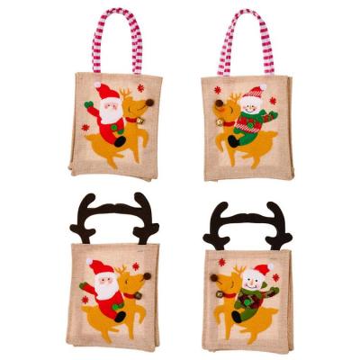 Christmas Treat Bags Christmas Eve Bag Striped Tote Bags Cartoon Gift Bags Christmas Decoration Gift Bag with Handle for Birthday Holiday Home Party Supplies 4Pcs frugal