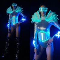 hot【DT】 technology costumes bar party ice blue punk cyber dance troupe gogo