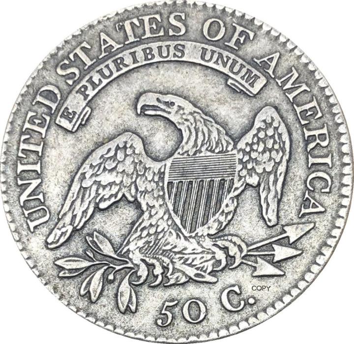 เหรียญชุบเงินแบบหน้าอกครึ่งดอลลาร์50เหรียญสหรัฐลิเบอร์ตี้อีเกิล1807-50เซ็นต์สกุลเงิน