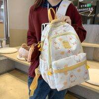 JOYPESSIE กระเป๋านักเรียน Tas Ransel Anak Perempuan,กระเป๋าแฟชั่นกระเป๋าหนังสือลายการ์ตูนกันน้ำสำหรับวัยรุ่นกระเป๋าเป้ผู้หญิงเล็กไนล่อนน่ารักสำหรับผู้หญิง