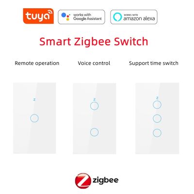 ❀✑ Tuya Zigbee Smart Touch Switch Light No Neutral Wire No Capacitor 1/2/3Gang US Brazil 110-240V Wall On Off For Alexa Google Home