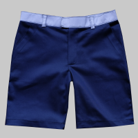 Shorts Man กางเกงขาสั้นสีน้ำเงิน ขอบสีฟ้า (เอวตะขอ)