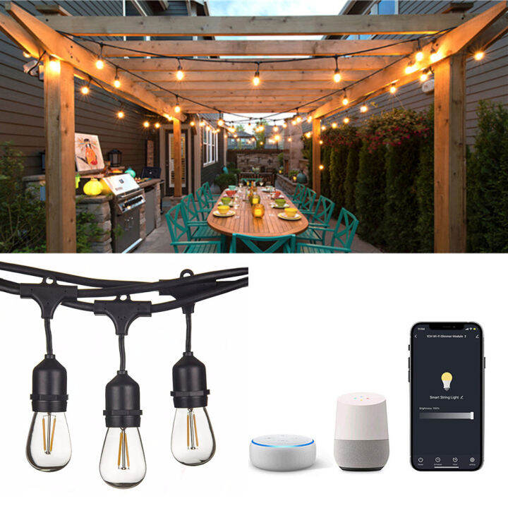 LED Smart String Light, Outdoor Patio Light with Edison Bulbs,2.4GHZ WI
