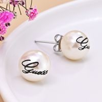 ZOSHI New Fashion Pearl Earings for Women Letter Guess Design Ball Earrings Silver Color Pins Stud Earrings Party Jewelry