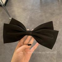 Black double-layer large bow hairpin headwear high-end temperament new all-match hairpin satin back head top clip