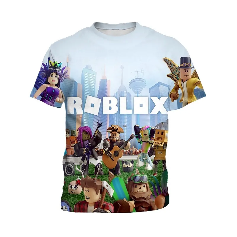 Roblox Printed Casual Tee Boys Girls Short Sleeve Kids T-shirt Summer Tops