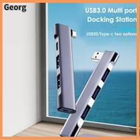 GEORG สากลสากลสากล ตัวแยกสัญญาณ 4 in 1 อะแดปเตอร์ OTG 3.0ยูเอสบี ฮับ USB-C Pd ชาร์จไฟ