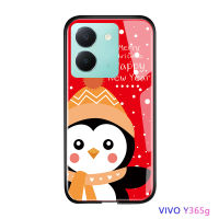 Volans สำหรับ Vivo Y36 Y36 5G เคสโทรศัพท์มือถือคริสต์มาสของตกแต่งเพนกวินมูซกระจกเทมเปอร์เคสป้องกันฝาครอบด้านหลังกันกระแทก