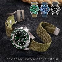 Vintage Breathable canvas watch strap For Rolex Black green water ghost Hamilton Seiko tudor 20mm 22mm Mens Braid Fabric Bands