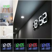 ZZOOI Modern Design LED Digital Clock 3D Electronic Wall Clock Luminous Nightlight Clocks for Home Living Room Decoration