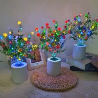 LED Simulation Plant Table Lamp Bedroom Table Desktop Decorative Lamps Bar Restaurant Night Light Atmosphere Lights Xmas Decor