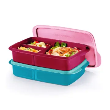 Tupperware Yellow Purple Reheatable 3 Divides Microwaveable Bento Lunch Box  1.0L