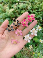 5Pairs, Handmade Gold Color Enamel Statement Cz Zircon Crystal Earrings Flower Shaped Stud Earring 2021