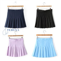 กระโปรงเทนนิสเอวสูง skirt สีพื้น สั้นเหนือเข่า กระโปรจีบรอบ