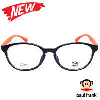 กรอบแว่นตา สำหรับตัดเลนส์ แว่นตาชาย หญิง Fashion รุ่น Paul Frank 3072 สีดำขาส้ม กรอบเต็ม ทรงรี ขาข้อต่อ วัสดุ TR 90 รับตัดเลนส์ทุกชนิด