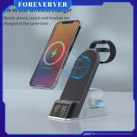 6 In 1 Wireless Charger 15W Fast Charging สำหรับ Iphone 14 13 Multi-Function นาฬิกาปลุกไร้สายสำหรับ Apple Watch Fore xd