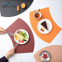 BSIDE Fan-Shaped Leather Placemats Waterproof Non-Slip Heat-Resistant Dining Table Mats Coaster For Home Kitchen