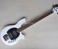 Factory sales 4-string electric bass white basswood body maple neck active circuit can be customized.