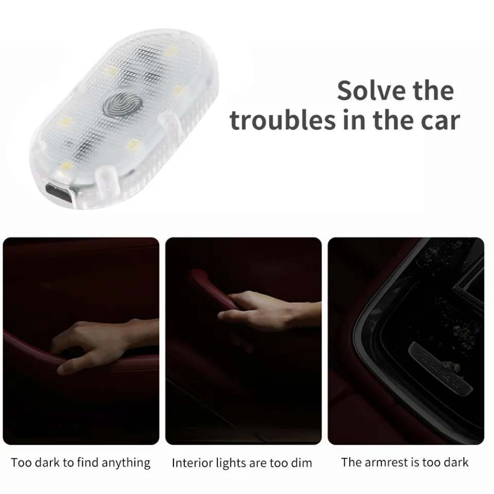 Kebidumei Car Interior 5v led Lighting Finger Touch Sensor Reading Lamp USB  Charge 6 Bulbs Car Door Light