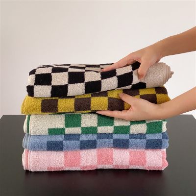 【jw】✁☞✁  Color Matching Long-Staple Cotton Skin-Friendly Checkerboard Face Soft Absorbent