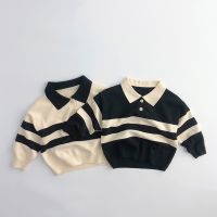 2023 Autumn New Children Long Sleeve Striped Sweater Cotton Boys Knitted Shirts Cute Baby Casual Knit Sweater Kids Clothes