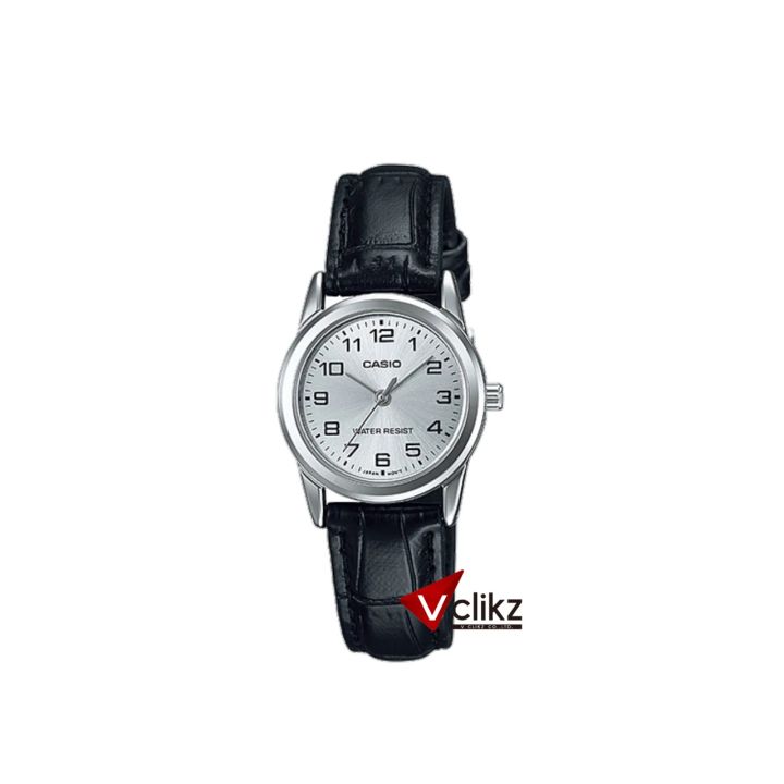 Casio นาฬิกาข้อมือผู้หญิง สายหนัง เรือนเงิน -Vclikz ของแท้ รับประกันเครื่อง 1 ปี