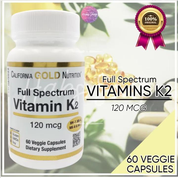 California Gold Nutrition Vitamin K2 MK4 MK6 MK7 MK9 120 mcg 60 Veggie