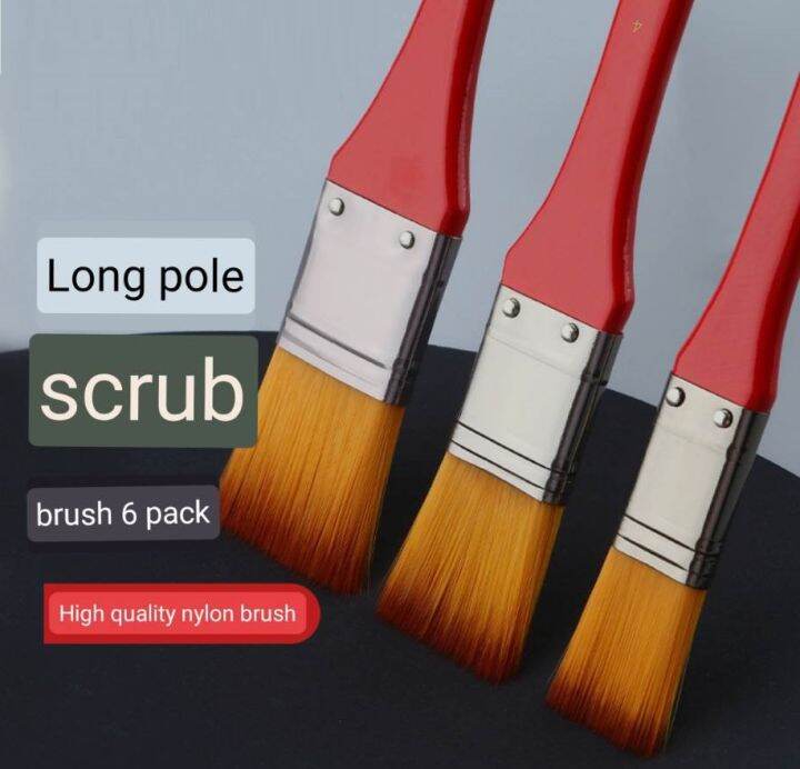 Nylon Flat Head Scrubbing Painting Brush Size Long Handle Oil Paint