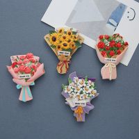 ♦∋ Refrigerator Magnetic Paste 3D Resin Flower Fridge Magnet Refrigerator Lily Carnation Rose Sunflower Bouquet Refrigerator Paste