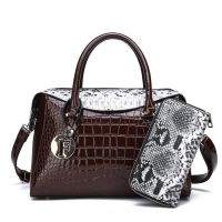 [COD] Shangxin womens bag 2021 new fashion high-end patent leather crocodile and two-piece set one shoulder Messenger portable