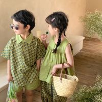 ♙ MILANCEL 2023 Summer New Kids Set Floral Sleeve Shorts Two Piece Suit Girls Tops Boys Clothes