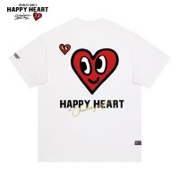 2023 NEWCharles Peach Heart แขนสั้นเสื้อยืดผู้ชายฤดูร้อนผ้าฝ้าย Love พิมพ์ตัวอักษรใหม่เพศครึ่งแขน