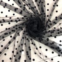 ❁△ 150cm Wide Sewing Decorative Net Fabric Tutu Black White Flocked Polka Dot Tulle Fabric For Girls Womens Mesh Skirt Fabric