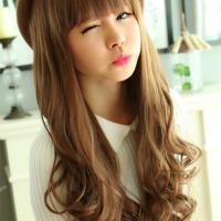 วิกผมลอนตรงสีน้ำตาลแบบ Long curly hair wigs-juanfatie วิกผม กิ๊ฟท์ต่อผม ผมปลอม อุปกรณ์ดูแลเส้นผม wig วิกผม สีน้ำตาล