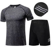 2022 Summer Mens Shorts Suit Short-Sleeved T-Shirt Top +Shorts Youth Basketball Badminton Shirt Mens Sportswear Suit Two-Piece