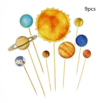 【CW】♈☃✆  7/9PCS Toppers Outer Astronaut System Insert Homemade Birthday Decorations for Kids