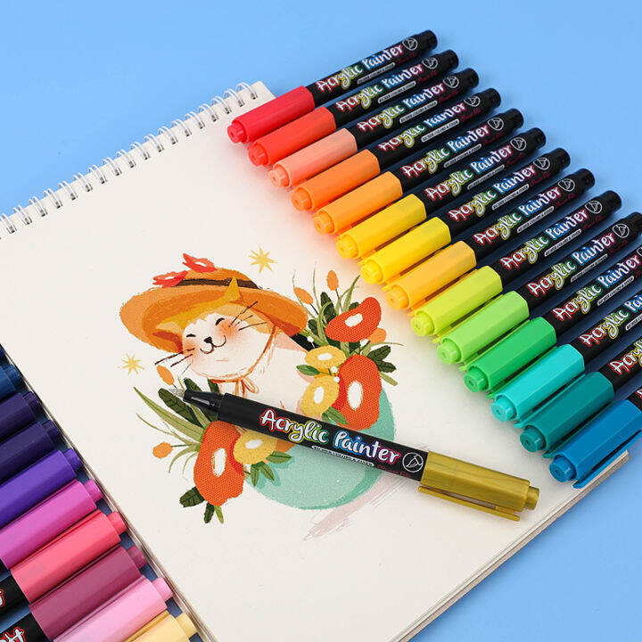 12-60-สีสีอะคริลิค-marker-แปรง-marker-ปากกาสำหรับตัวอักษร-graffiti-manga-แก้วไม้-diy-art-drawing-เครื่องเขียนโรงเรียน-yrrey