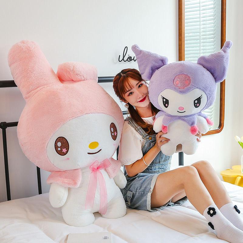 Cartoon Stuffed Animals Sanrio Kuromi My Melody Cinnamoroll Plush Toy Anime Kawaii Cut Soft Cushie Apply Girls Doll Toys Gifts