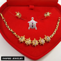 Inspire Jewelry ,ชุดเซ็ทเต่านพเก้า สร้อยข้อมือเต่านพเก้า จี้เต่านพเก้า พร้อมต่างหูเต่านพเก้า สวยหรู ตัวเรือนหุ้มทองแท้ 100% 24K พรเก้าประการ