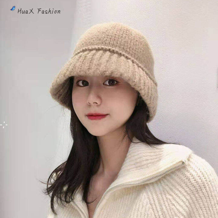 huax-หมวกแฟชั่นหมวกแบบคาดสำหรับผู้หญิงสีทึบหมวกทรง-beanie-หัวใหญ่