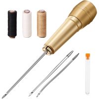 Leather Sewing Kit DIY Copper Awl Set for Leather Canvas Tent Shoes Sewing Awl Tapered Tools Leather Craft Needle Repairing Tool