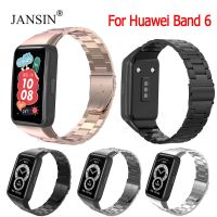 ☎☁﹉ Stainless Steel Bracelet For Huawei Band 6 Smart Watch for huawei band 6 Pro Strap Metal Watchband For Honor Band 6 Correa Strap