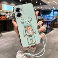 เคสโทรศัพท์สำหรับ OPPO A57 2022 A77S A57 5G A92 A52 A31 2020ฝาหลังสุดหรู3มิติพร้อมที่ยึดและสายรัด