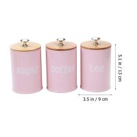 3 Pcs Kitchen Storage Tank Metal Container Lid Food Storage Jar Cereals Sugar Coffee Container Set Bamboo Coffee Canister