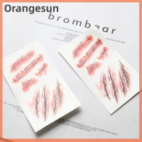 ???Orangesun สติ๊กเกอร์รอยแผลเป็นฮาโลวีนกันน้ำสำหรับใบหน้า,สติกเกอร์รอยสักเรืองแสงชั่วคราว