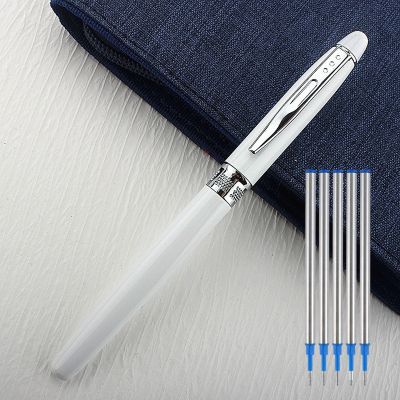 1+5Pcs Office School Ball Point Pen Metal Pen Luxury Metal Gel Pens &amp; Refills Set Gift 0.7mm Rollerball Pen Pens